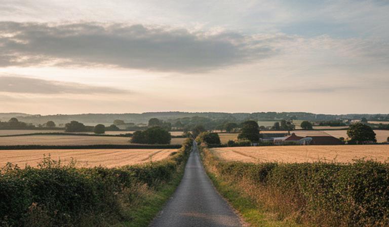 Long Lane near Breckland District in Norfolk beneath a wide open sky