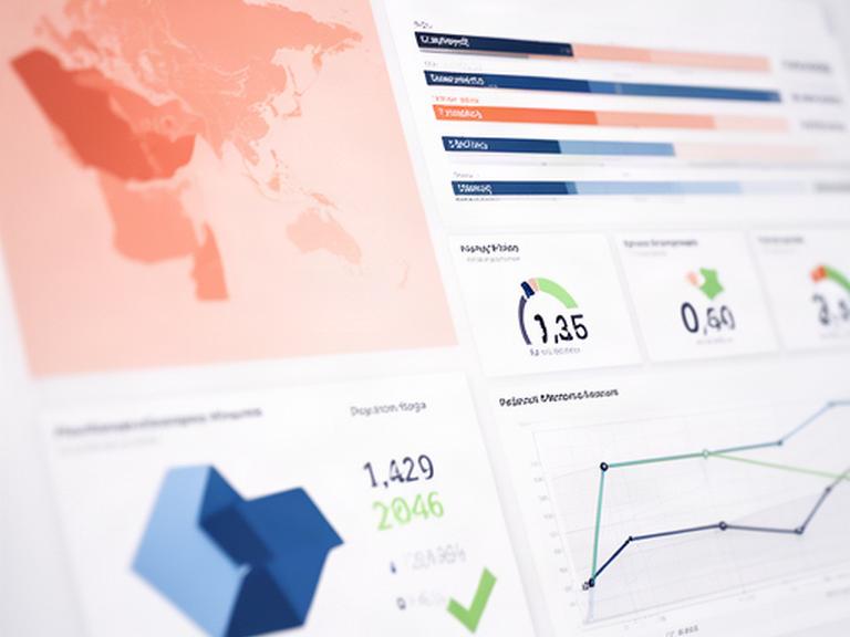 Close view of a clean data quality dashboard with regional business measures