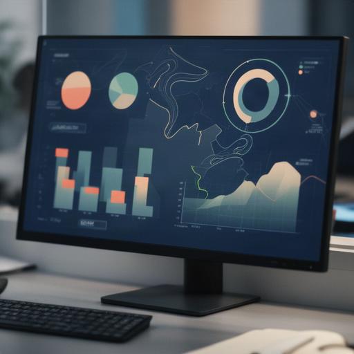 Close view of a business analytics screen with charts and regional performance figures
